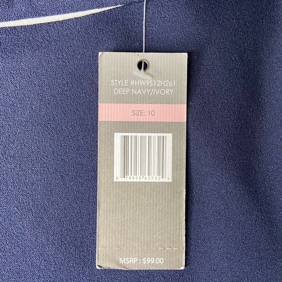 Sharagano Navy Shift Dress with Ivory Piping NWT - Picture 10 of 11